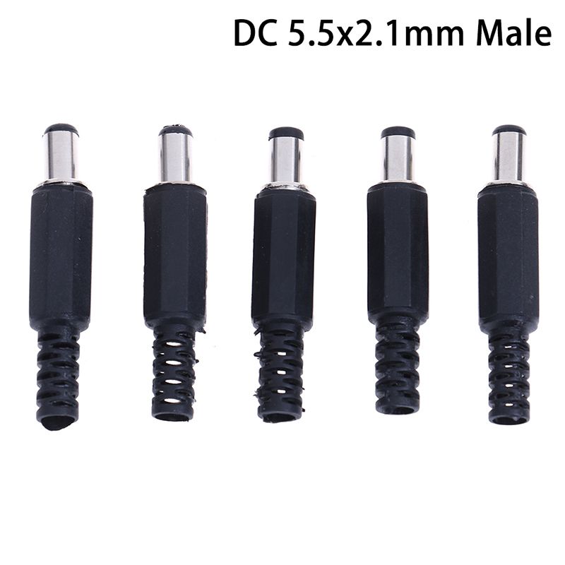 5Pcs 5.5x2.1mm male DC In-Line plug socket jack connector adapter