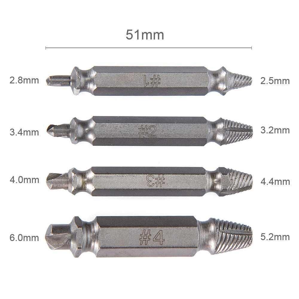 OIMG 4Pcs Speed Out Screw Extractor Drill Bits Tool Broken Damaged Bolt Remover