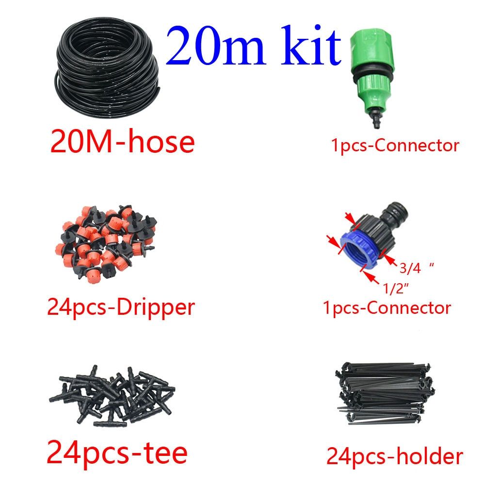 50M-5M DIY Drip Irrigation System Automatic Watering Garden Hose Micro Drip Watering Kits with Adjustable Drippers