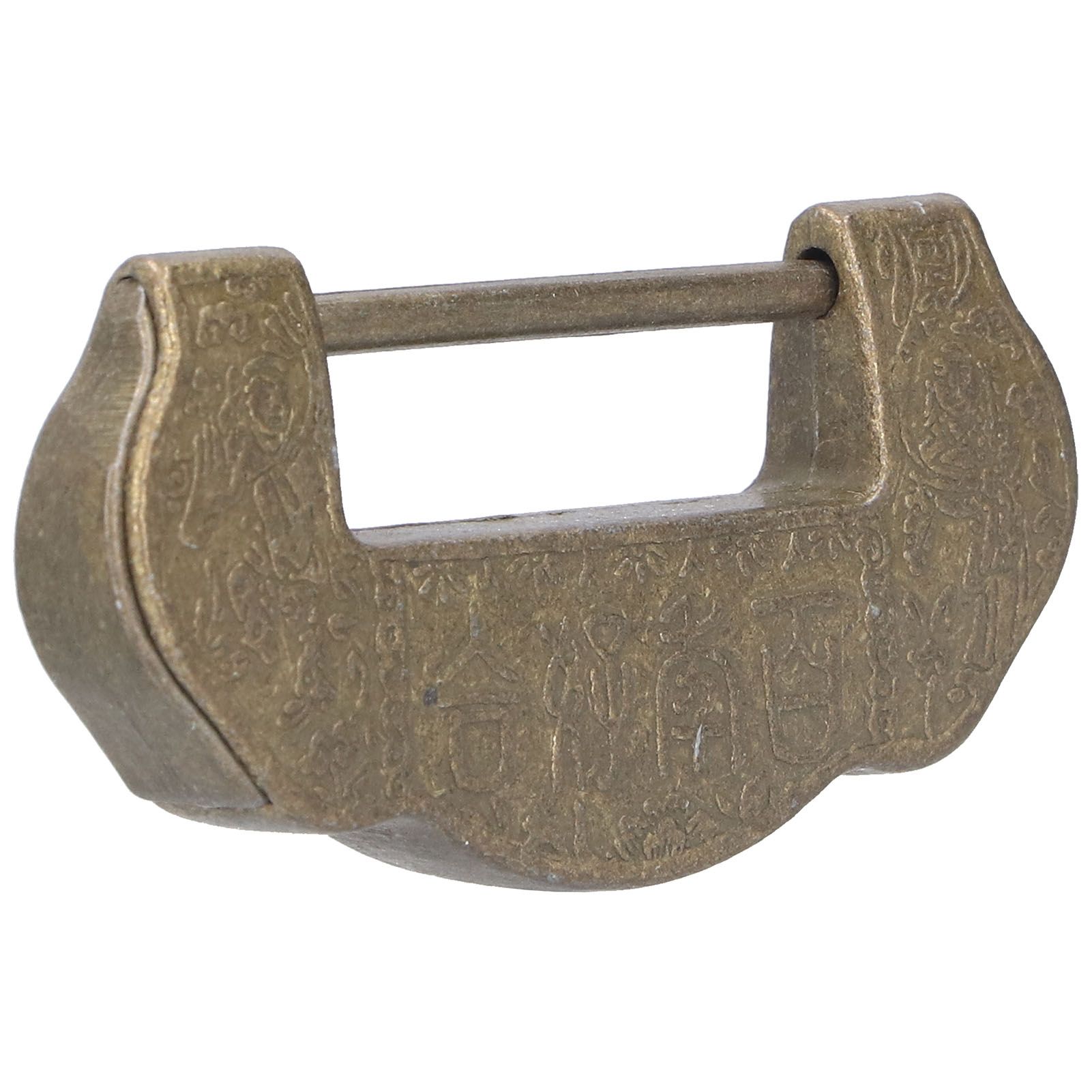 Antique Padlock Chinese Carved Lock Set Ming Qing Dynasty Brass for Cabinet Jewelry Box
