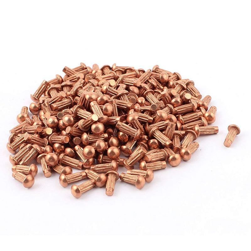 200 Pcs 1/8 inch x 5/16 inch Copper Round Head Solid Rivets Knurled