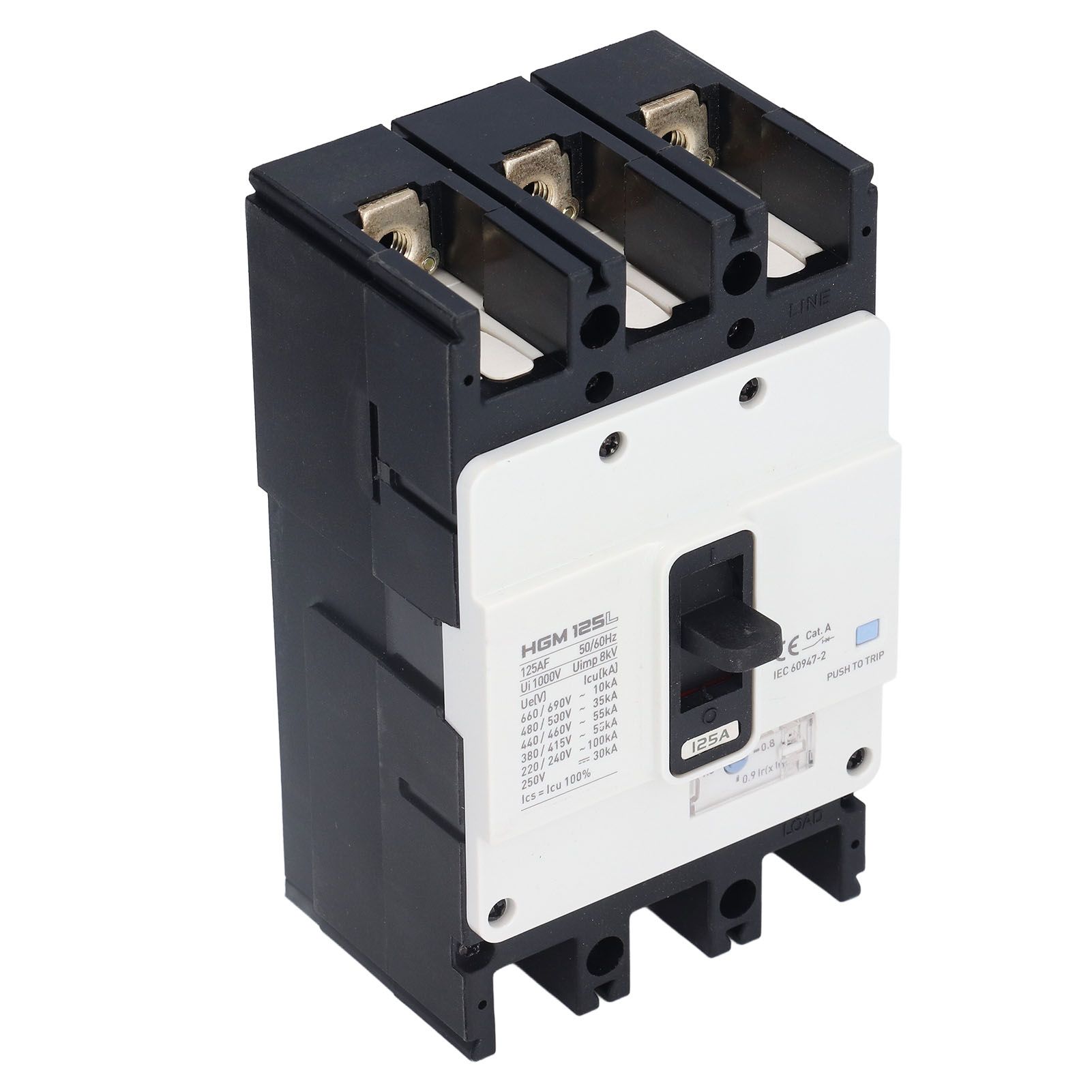 3P MCCB Circuit Breaker 1000V 125A 50/60Hz 8KV with Partition Board Screw Pack