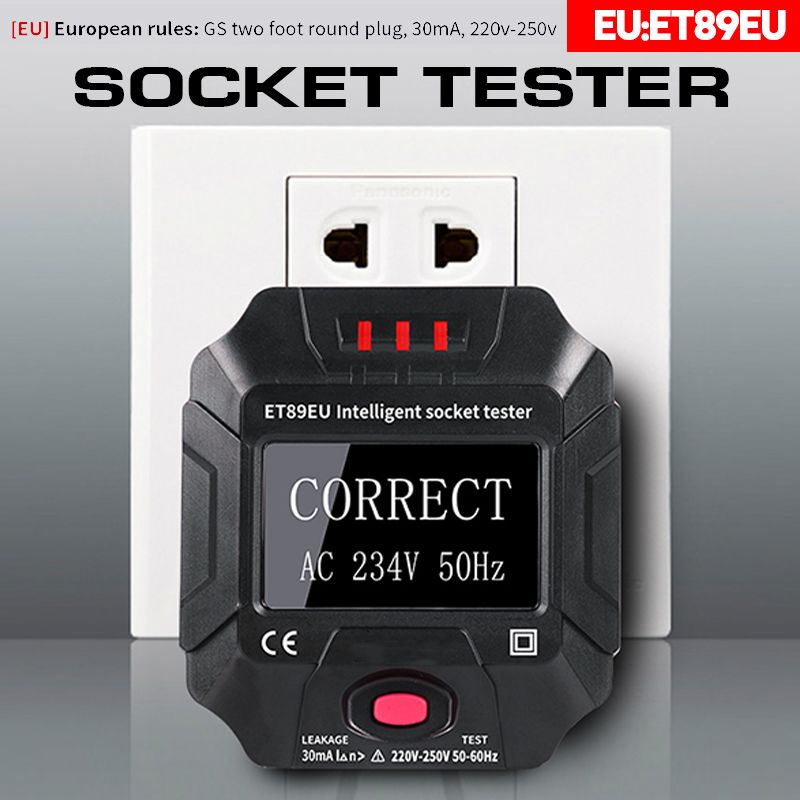 Tool parts Intelligent Portable Digital Display Socket Detector Socket Voltage Frequency EU Plus