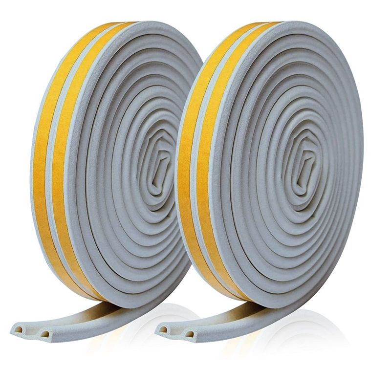 2 Rolls 10 M Draft Excluder for Doors and Windows,Draught Excluder Tape Rubber Seal Foam Tape Car Stickers Sealing Grey