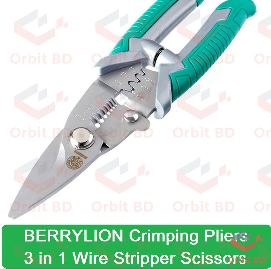 Scissors Style With Crimping Pliers 3 in 1 Wire Stripper Scissors For Cutting Cable Leather Electrician Hand Crimping Tools