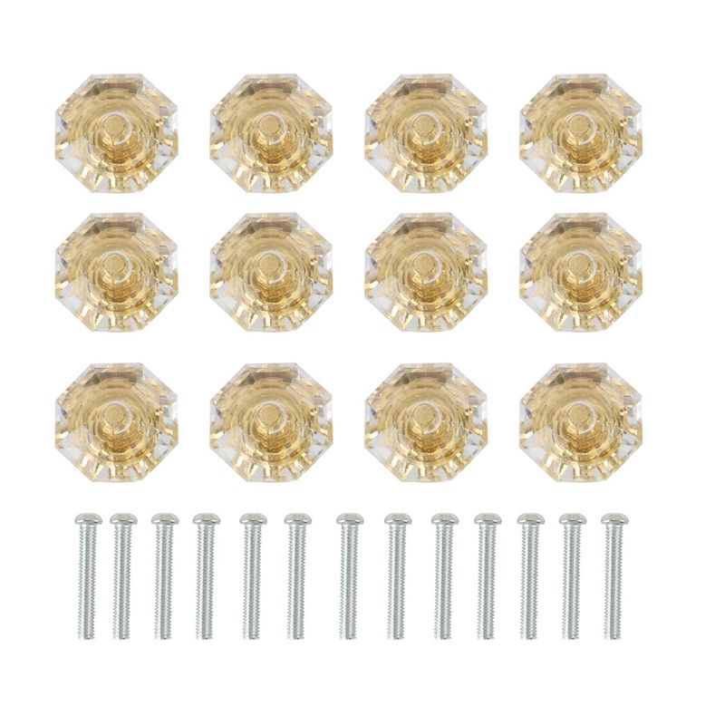12PCS Clear Acrylic Diamond Shape Knob Cupboard Drawer Pull Handle Knob Brand Knobs and Kandles for Furniture Drawer
