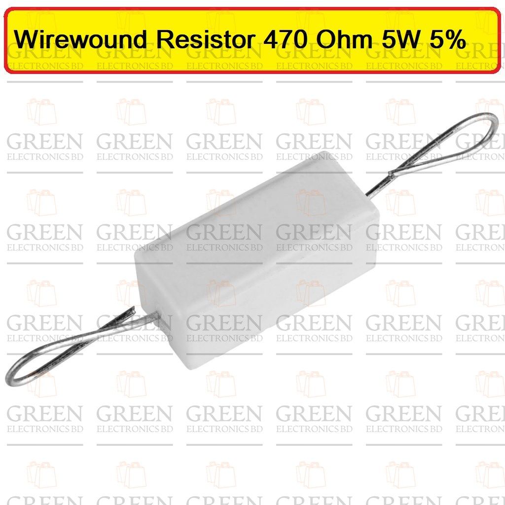 10Pcs- Wirewound Resistor 470 Ohm 5W 5% Wire Wound Cement Resistor 470 Ohm 5 Watt