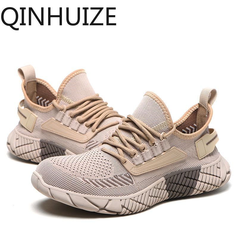 Work safety shoes men's summer lightweight steel toe-cap safety shoes are soft, , smash-proof and puncture-proof flying woven work safety boots