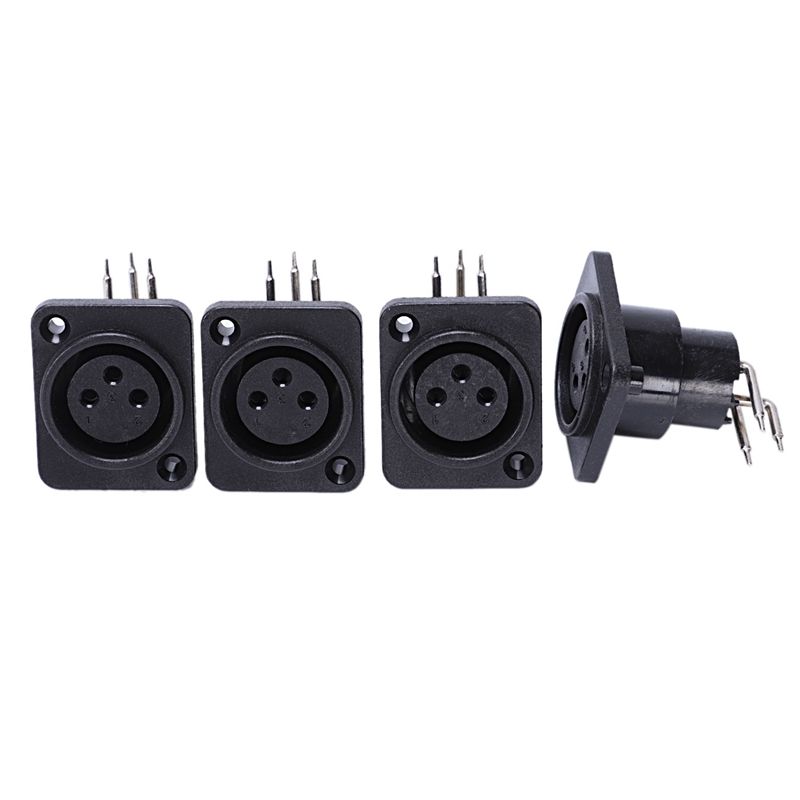 30Pcs Black XLR 3Pin Female Jack Panel Mount Chassis PCB Socket Connector