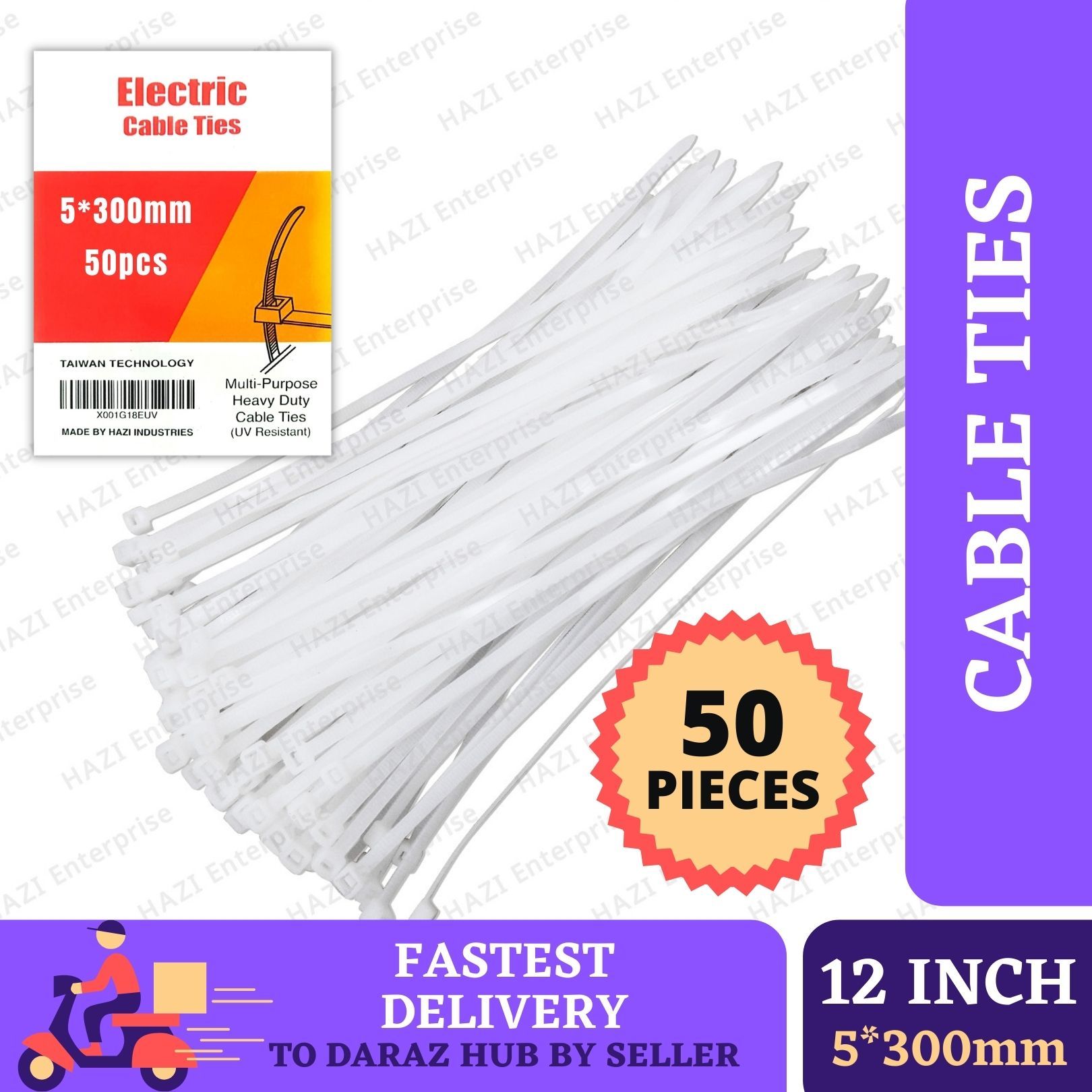 12 Inch Cable Tie 5 x 300 mm | 50 Pcs Per Pack