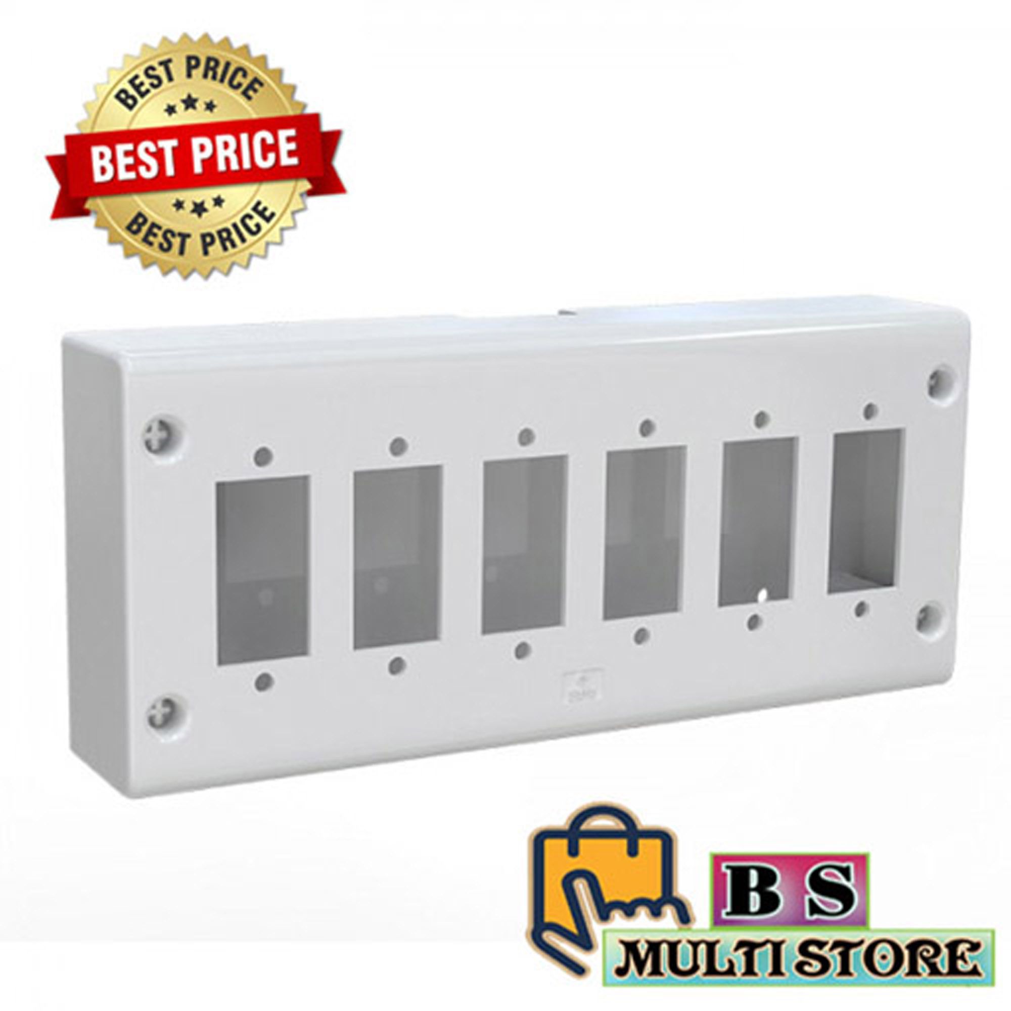 6 Hole Piano Switch Box Plastic Nylon ( Electrical Switch Board of 6 Ghat )  White Color