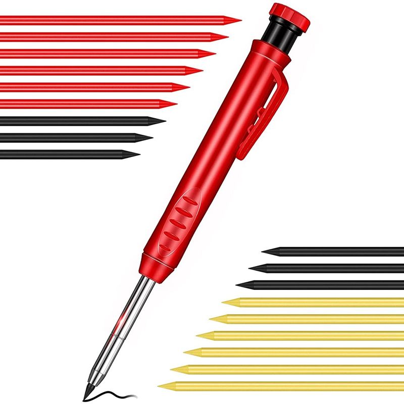 Solid Carpenter Pencil with Sharpener Mechanical Pencils for Wood Flooring Marker Carpenters Drawing Scriber Woodworking