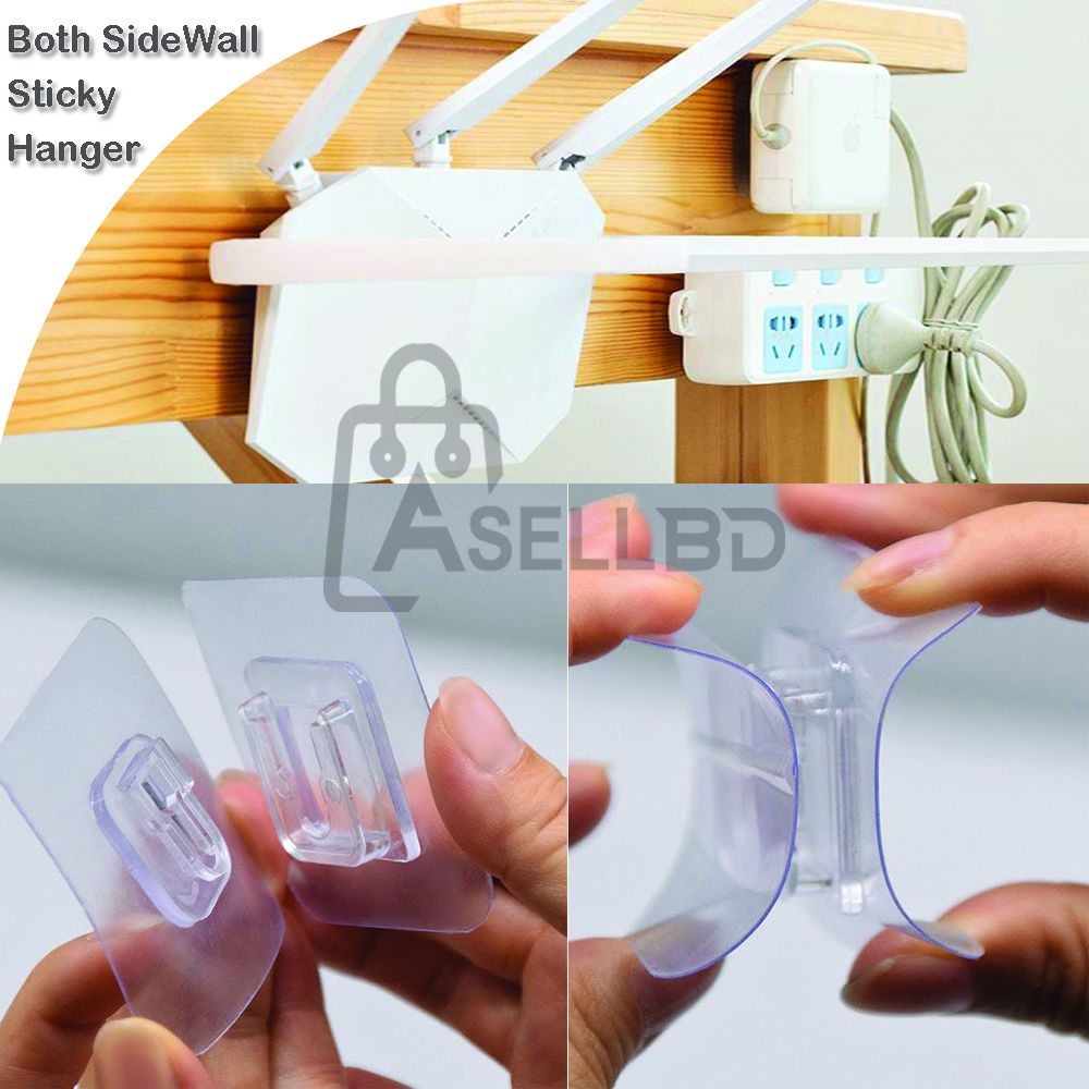 Double Sided Wall Adhesive Hook Paste Plug Socket Holder Cable Storage Plug Fixing Organize Seamles Waterproof Reusable