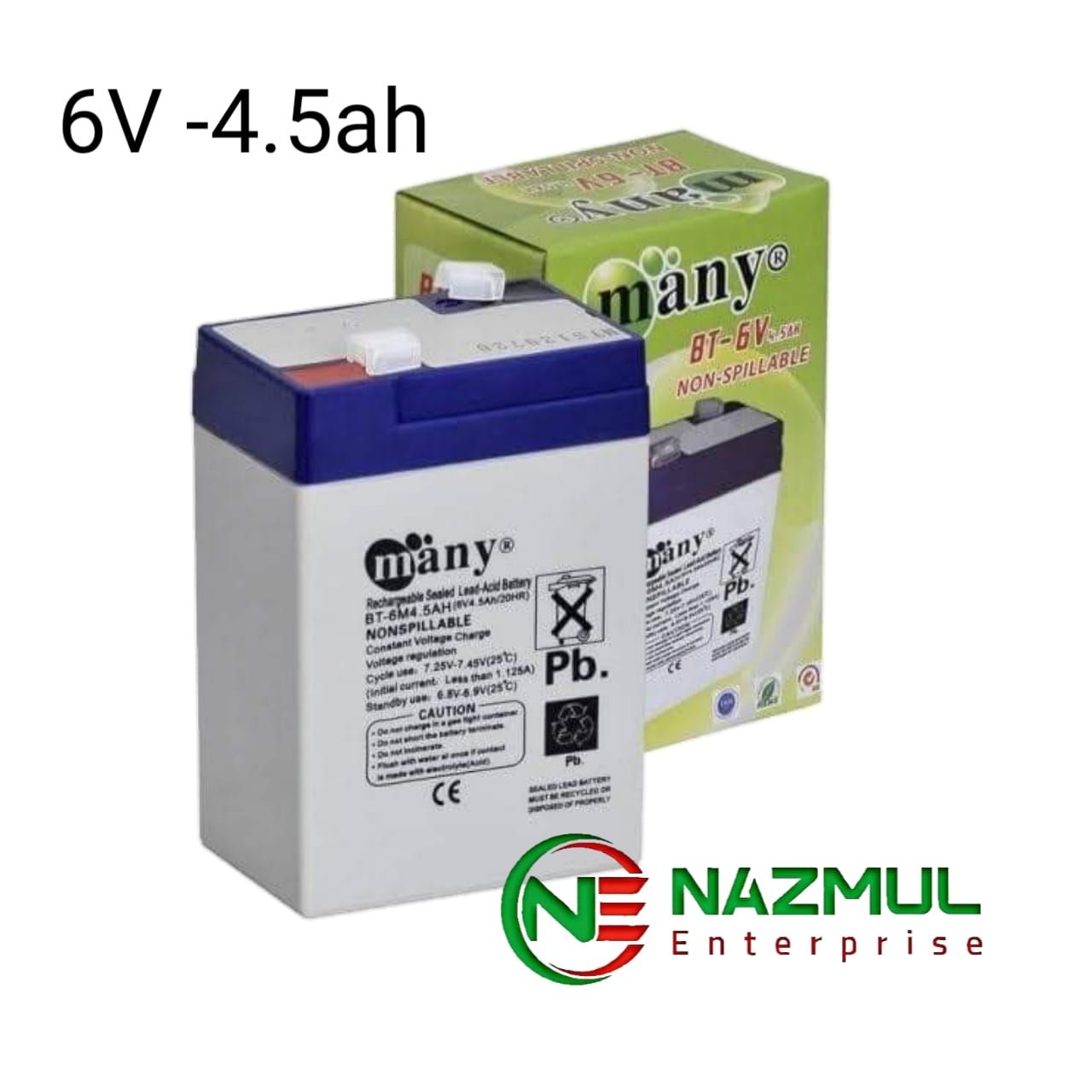 Rechargeable Sealed Lead-Acid Battery 6V-4.5Ah