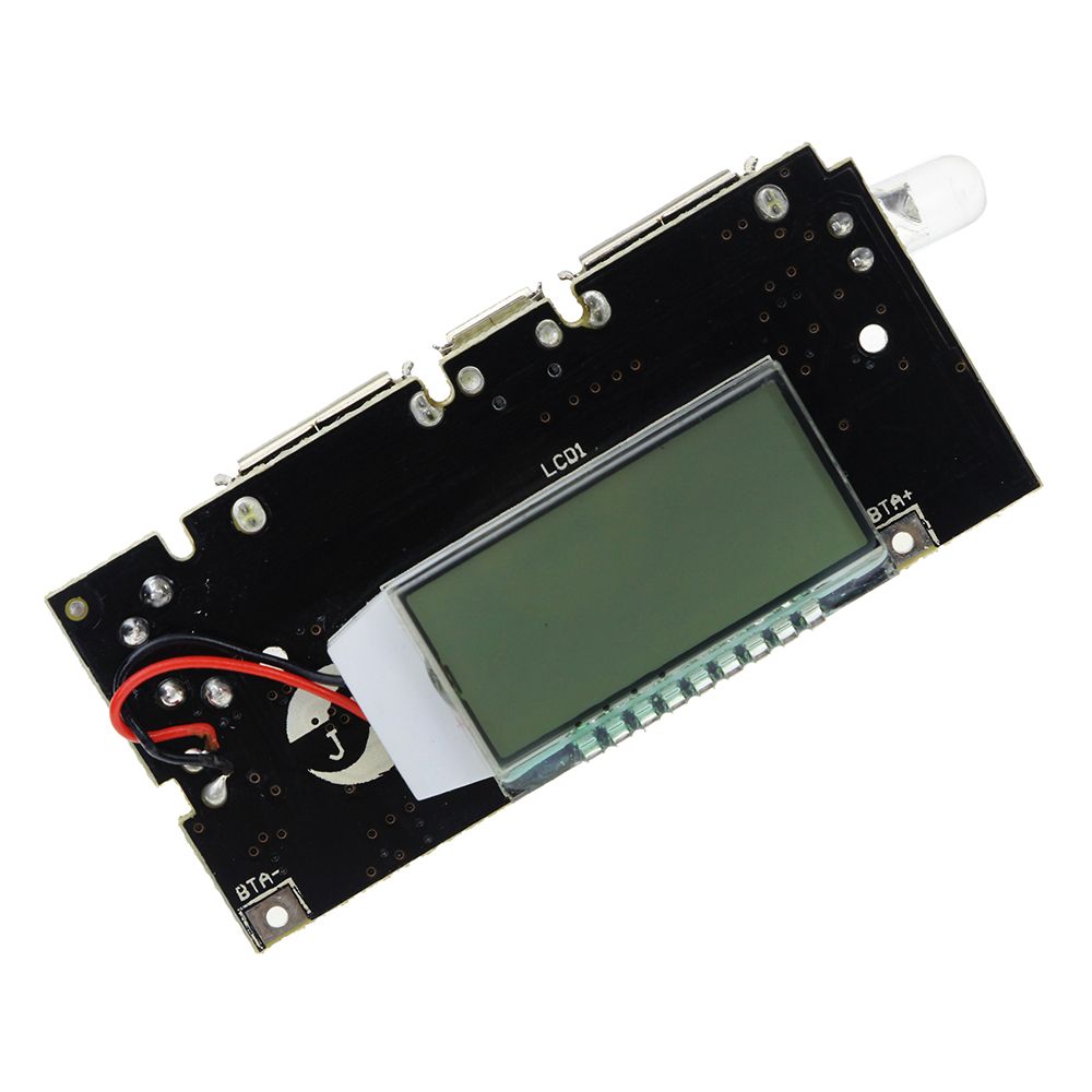 Black Power Bank Circuit With Lcd Display Input Dc 5V 2A Micro Usb Socket Output Dc 5V 2.1A 1A Dual USB Flash Light & BMS Protection Lithium Battery 3.7V 14500 18650 Battery Smart Phone Charging Module