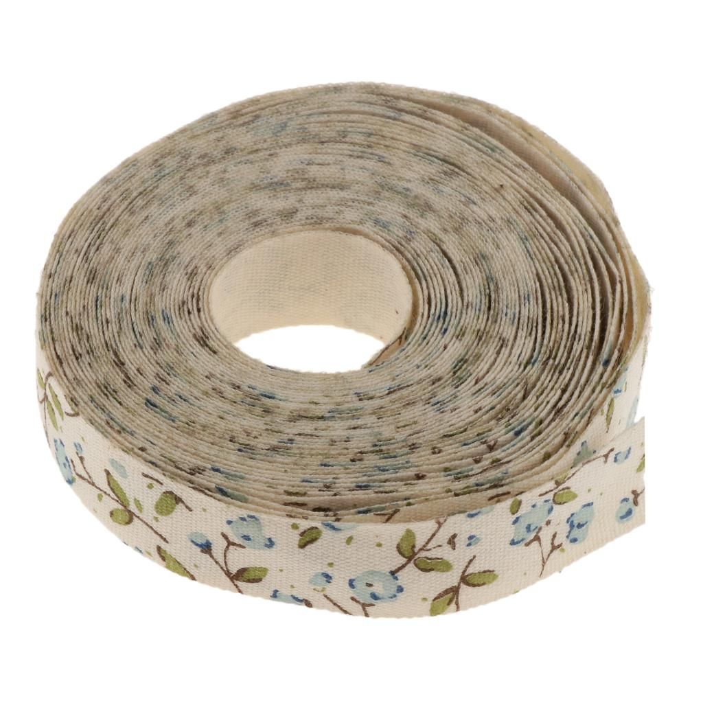 5 Yards Flower Design Printed Cotton Ribbon 15mm