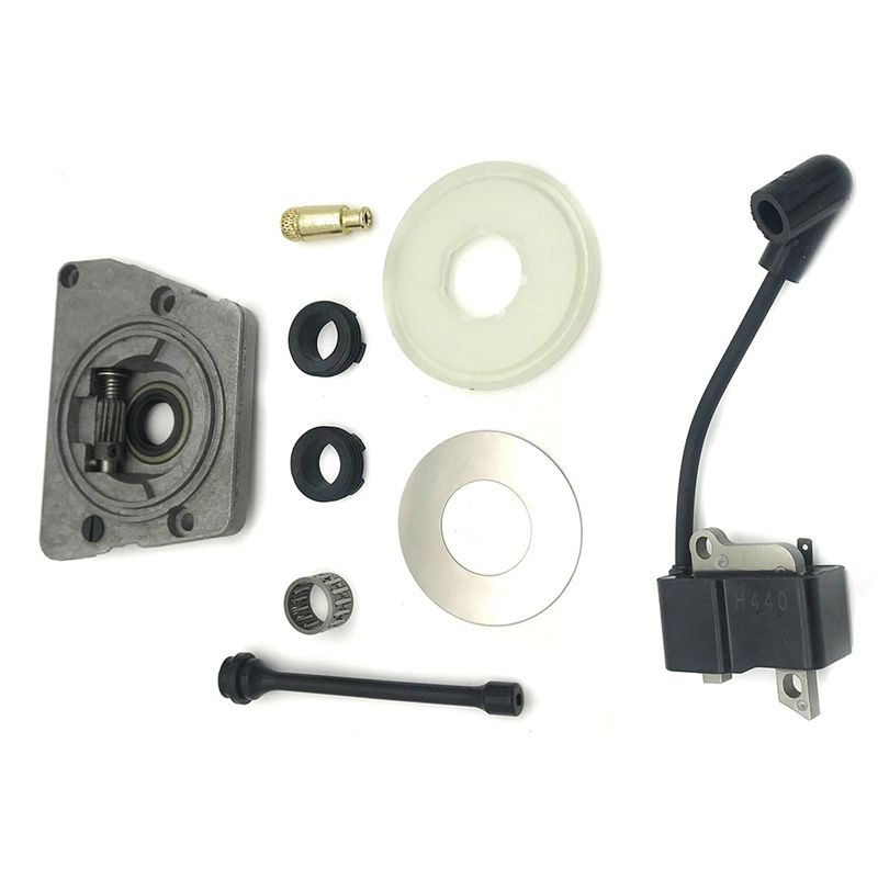 Ignition Coil Module Magneto for Husqvarna 135 140 Chainsaw & Oil Pump Worm Gear Dust Washer Hose Filter Kit