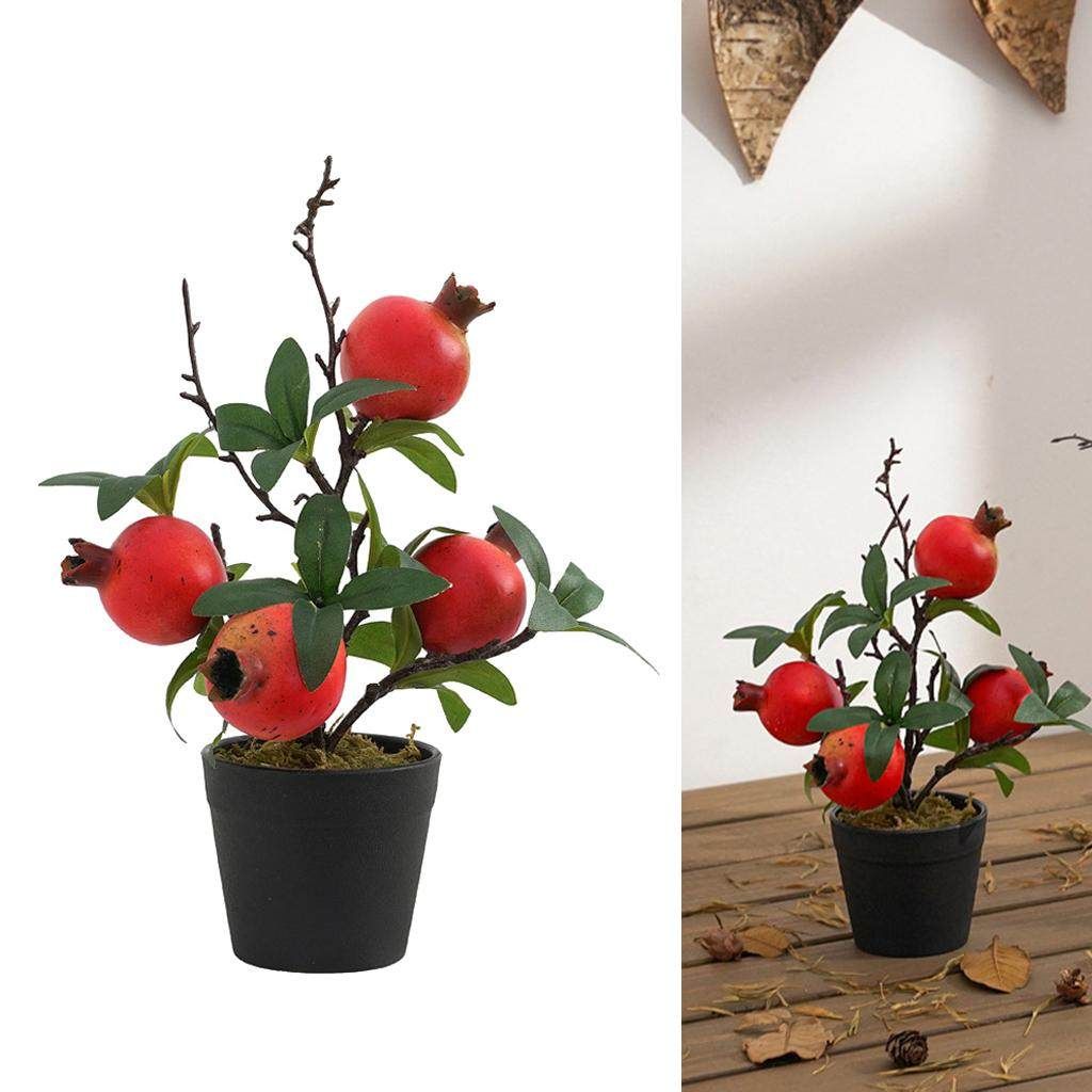 Artificial Pomegranat /Lemon Flower Arrangement with Decorative Flower Pot