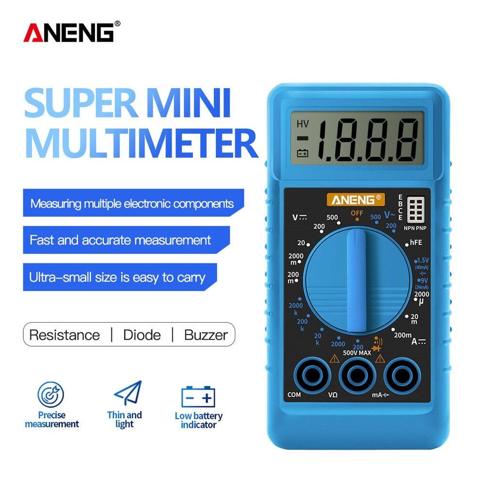 ANENG DT-182 Portable Mini Digital Multimeter Dc/Voltage Current Meter Handheld Pocket Diode Triode Tester Multitester