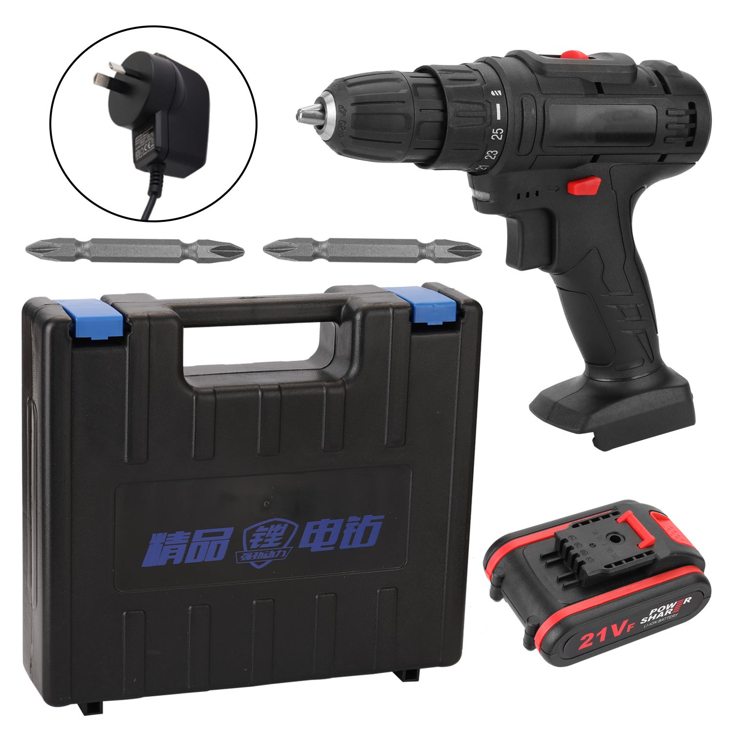 21VF Household Multifuctional Electric Drill Mini Screwdriver Rotation Ways Speeds Torques Adjustable