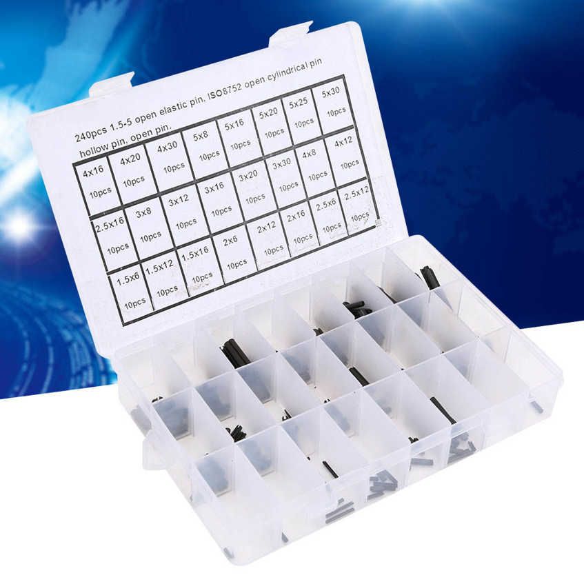 Cotter Positioning Pin 240Pcs Elastic Cylindrical Carbon Steel Hollow Auxiliary Parts 1.5-5
