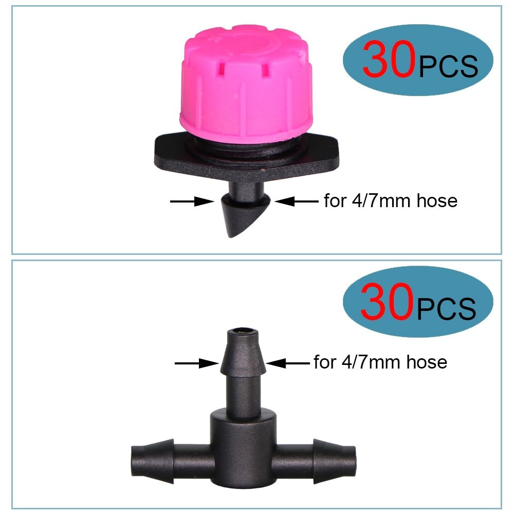 Garden Irrigation Hose Sprinkler Connector Double Barb Tee Elbow Eng Plug Water Pipe Joint 4/7mm Hose Lock Watering Fitting