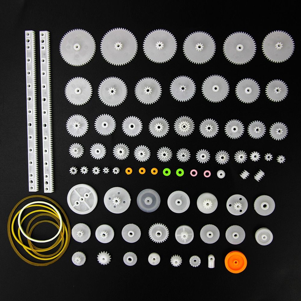 75Pcs/Lot Plastic Gear Rack Pulley Belt Worm Gear Single-and Double-gear 8-56 Teeth for arduino Diy Kit school education lab