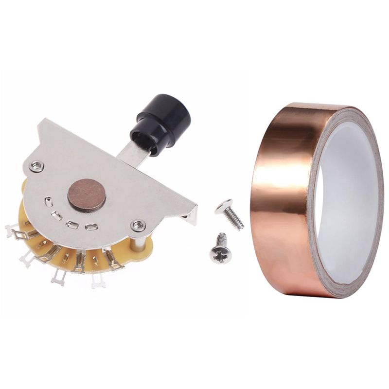 30mm X10M Copper Foil Tape Adhesive EMI Shielding Guitar Slug Snail Barrier Tool & 3 Way Lever Pickup Selector Switches , Copper Foil Tape