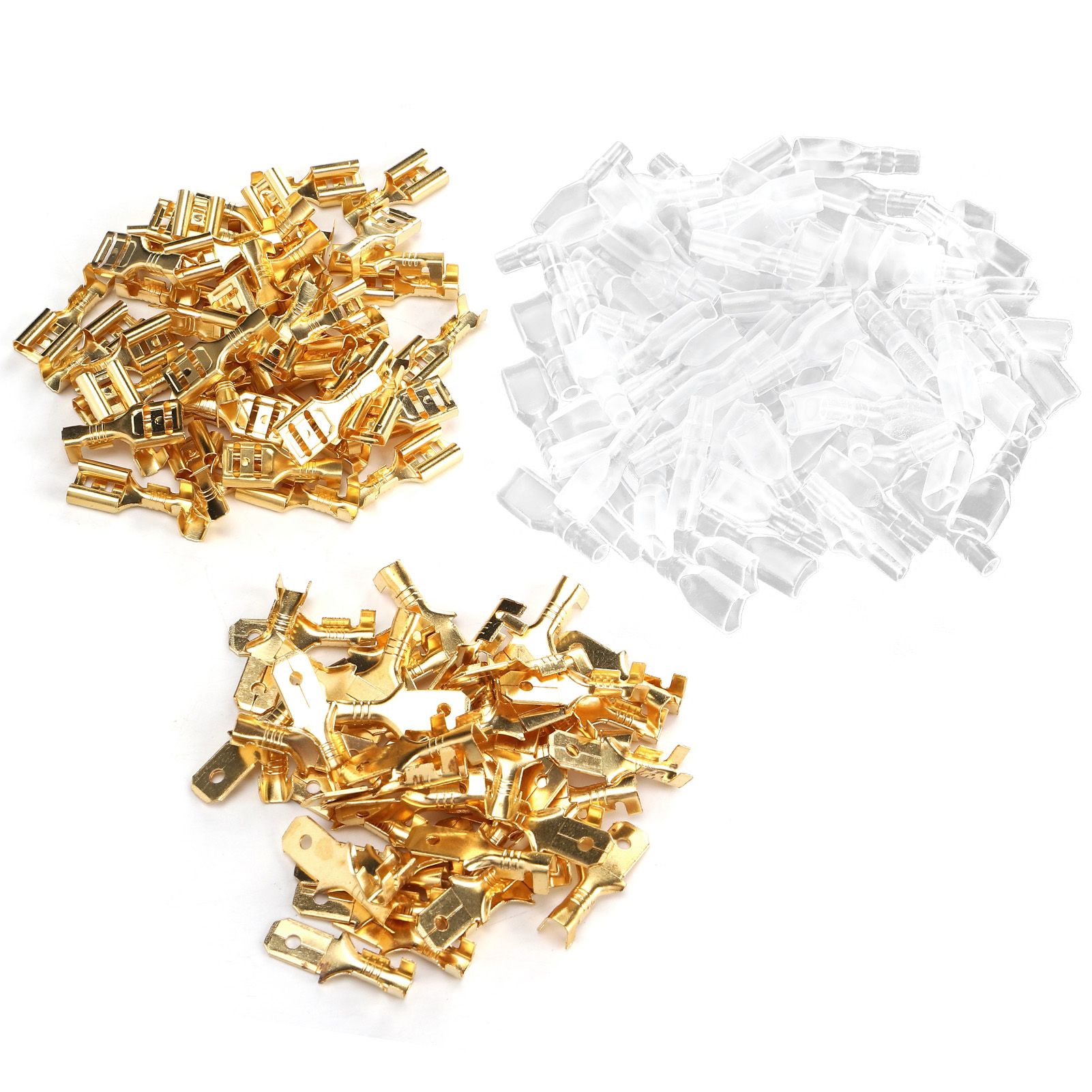Crimp Terminal Electric Brass Insulating Wire Cable Connector Kit 6.3mm Gold Hot