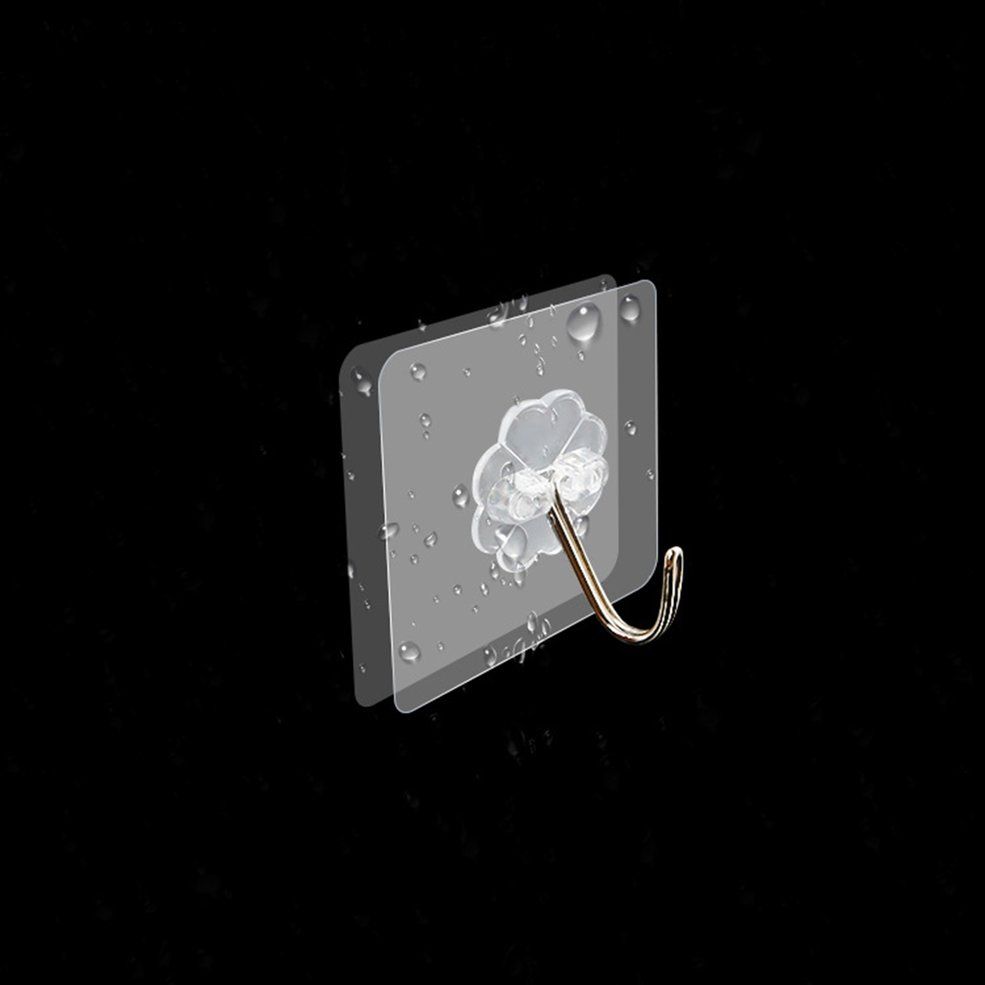 HA Multi-Purpose Towel Rack Transparent Pasted Hooks Bathroom Kitchen Hanger-transparent