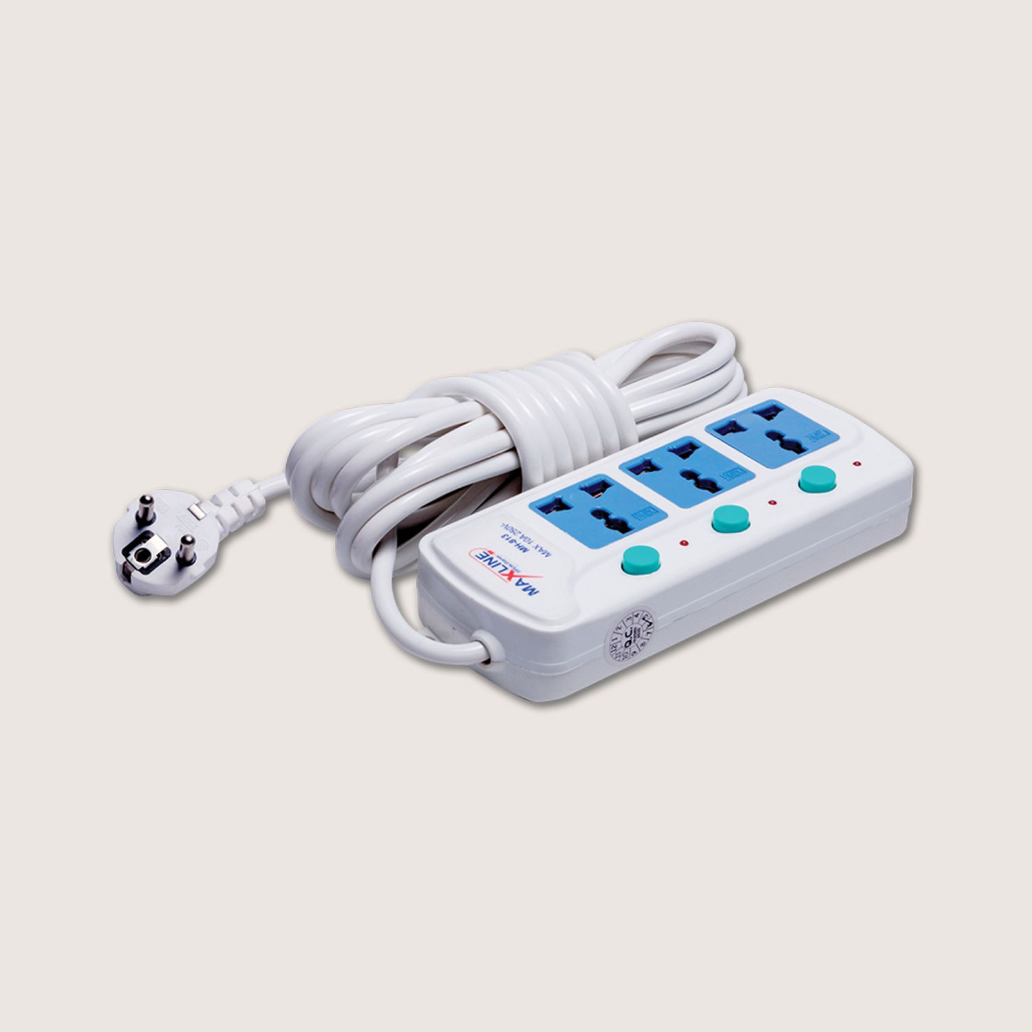Maxline ML-813 Multiplug 3 Port Extention Socket 5 Meters