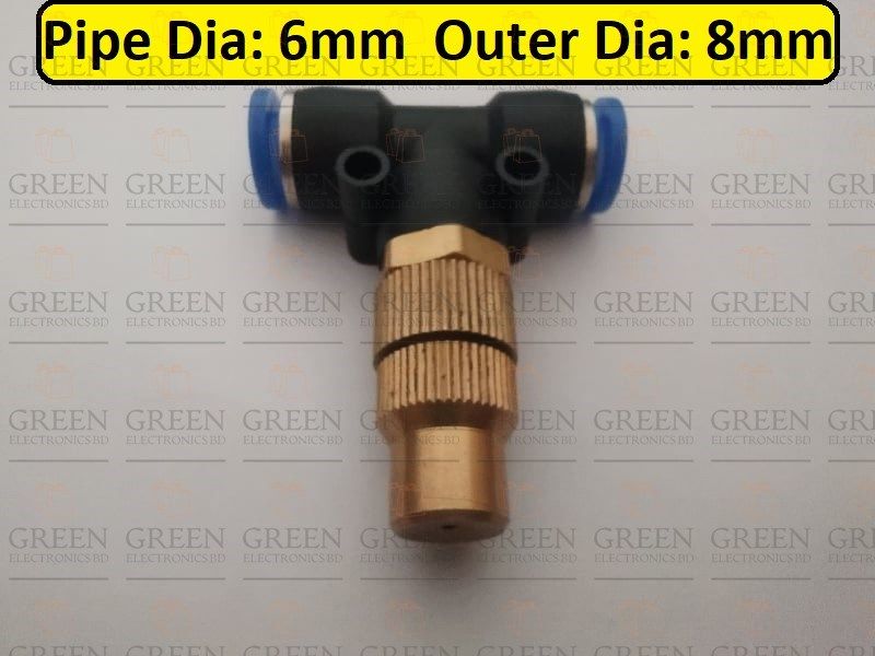 Mist Nozzle Set With T Joint For Foggy Water 8mm Pipe