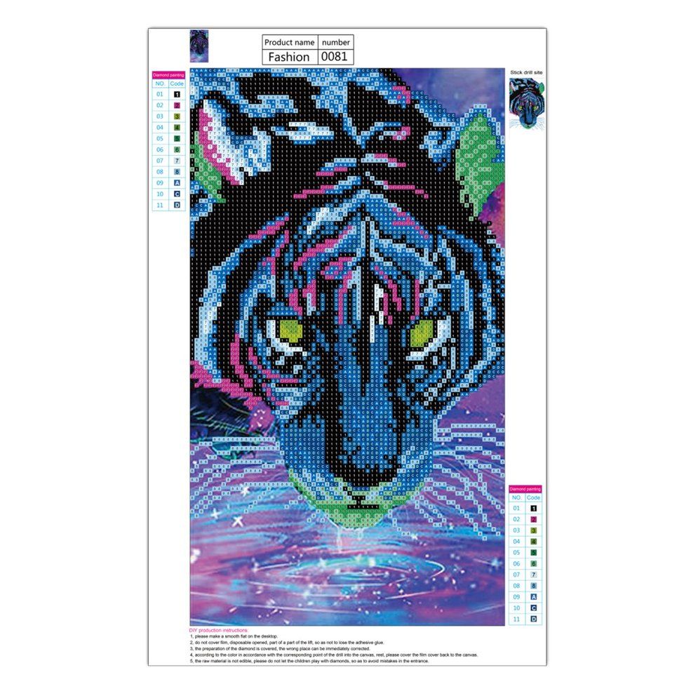 Colorful Tiger Pattern Art Painting DIY Handmade Diamond Painting Wall Decor