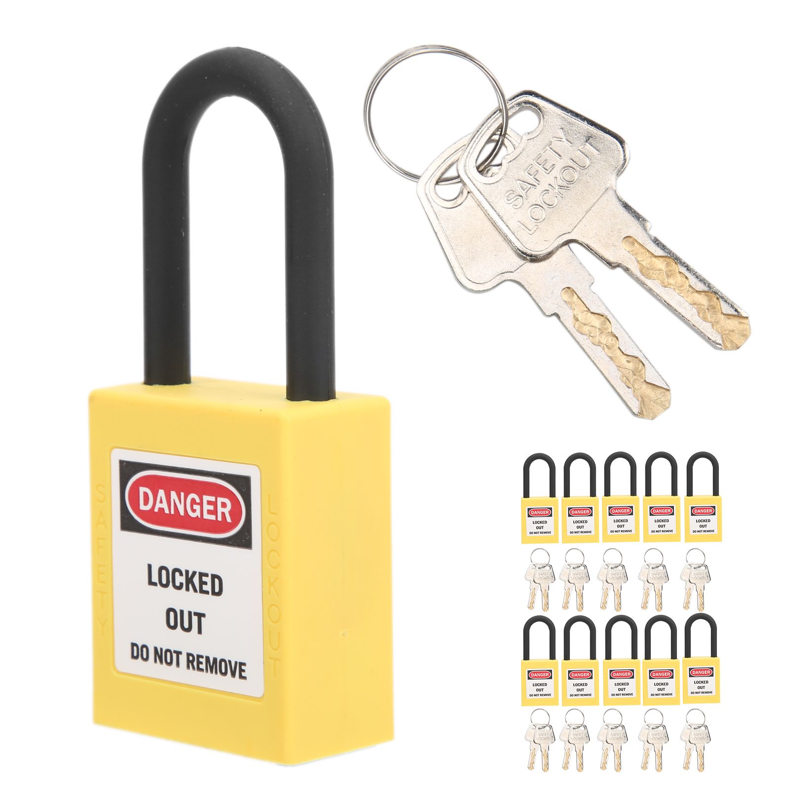 5/10 Pack 38mm Nylon Lockout Tagout Lock Off Isolation Safety Padlock With Keys