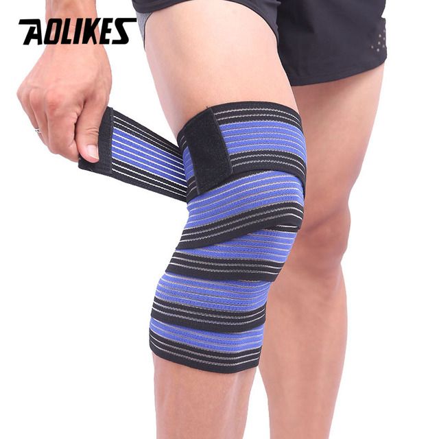 2 PCS AOLIKES Adjustable Elastic Knee Elbow Wrist Ankle Support Wrap Sport Protective Bandage Strap [Pair]