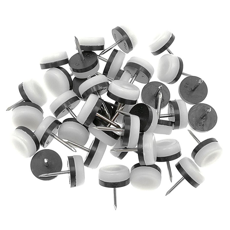 40Pcs Thickened Furniture Glide,Nail-On Nylon Slider Pad Floor Protector for Wooden Leg Feet Of Chair Table Sofa(18Mm or 0.7Inch,White)