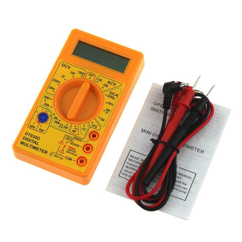 DT-830D Mini Digital Multimeter AC/DC Volt Amp Ohm Diode hFE Continuity Tester