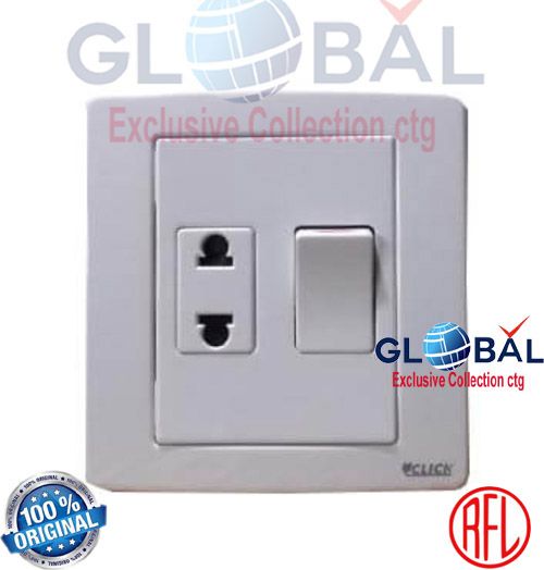Click Prime, 2 Pin Socket With Switch