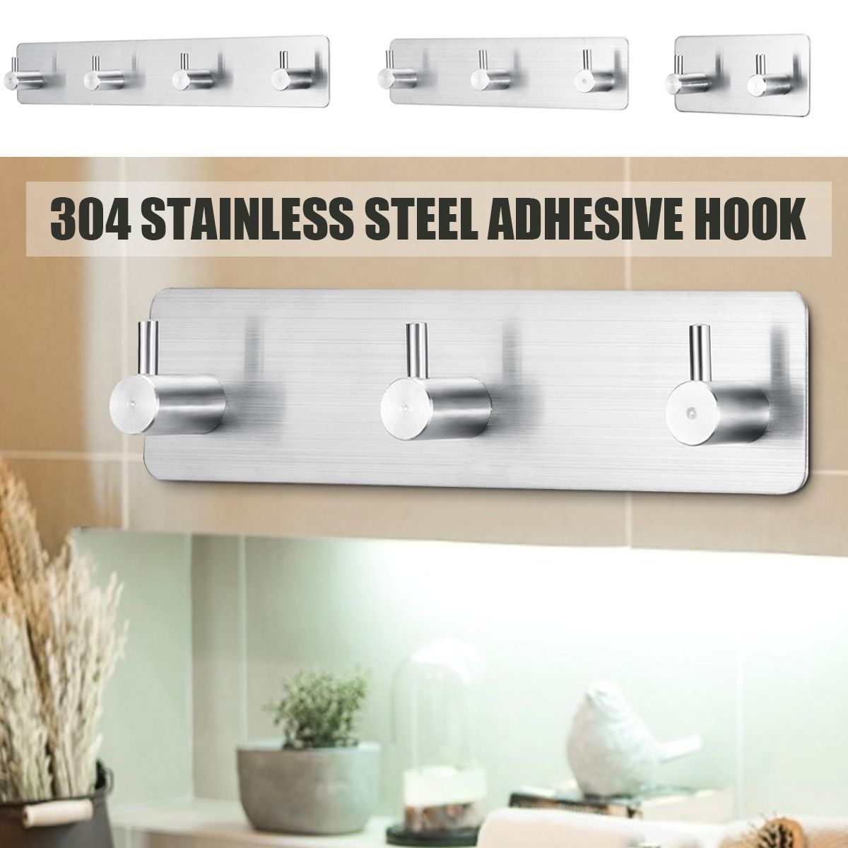 Tool parts Hole-free Hook For Bathroom Clothes Hanger Stainless Steel Wall Hooks Home Kitchen Hanger