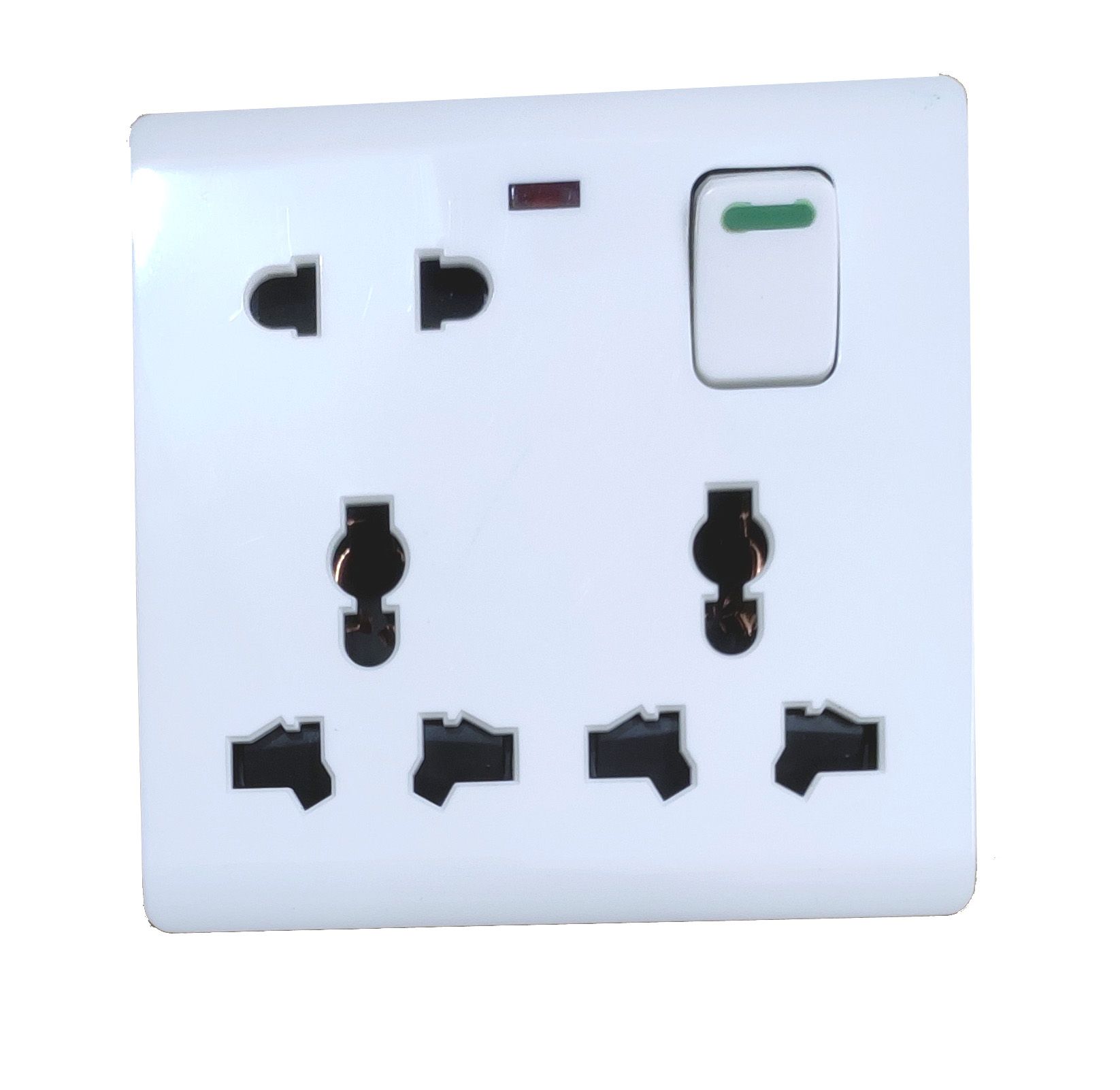8 pin Multi socket double 3 pin & 2 pin socket MK size universal plug socket 13A 6 pin Plat & round.