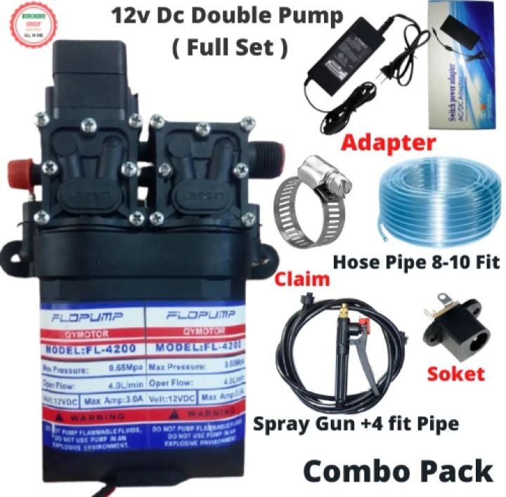 Dubble Pump Bike & Car Washing Water Pump Motor full set With 10 feet pipe AC & DC double pump double pump for Bike & Car Wash