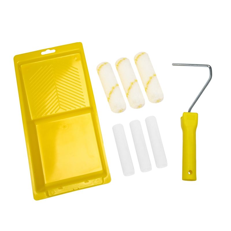 8Pcs Foam Paint Roller Tray Set 4-Inch Mini Roller Cover Refills for Wall Bathtub Paint Refinishing Sponge Roller Kit