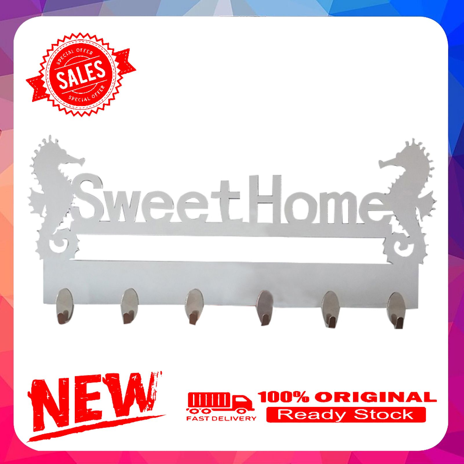 Hook Strong Adhesive Fashion Stainless Steel Wall-mounted Hook Rack for Home