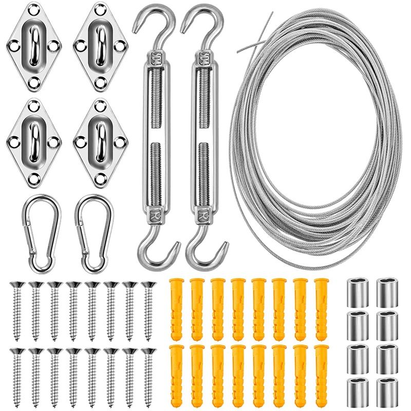 33Pcs Garden Wire Cable Railing Wire Fence Roll Kits Heavy Duty 304 Stainless Steel Cable Rope for Clothesline Railing