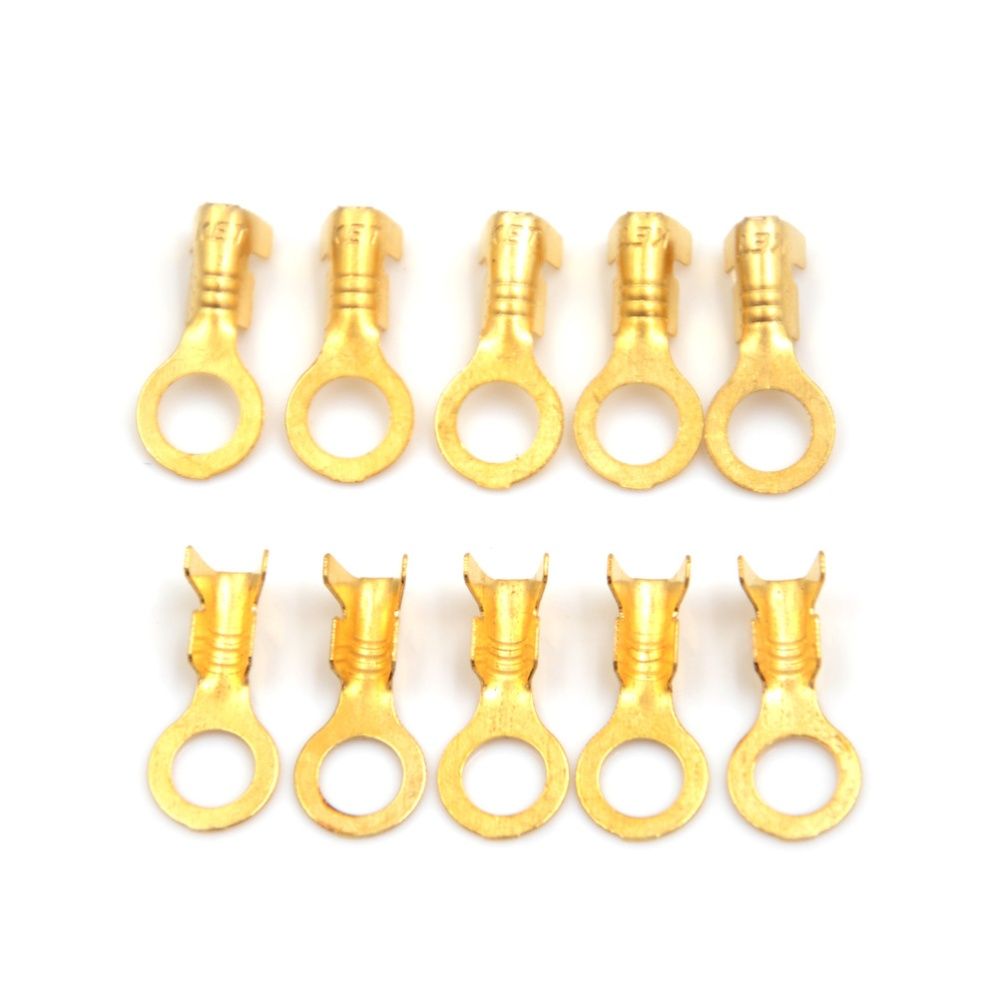 100 Pcs 5.2mm Gold Brass Round Terminal Power Supply Wire Connector