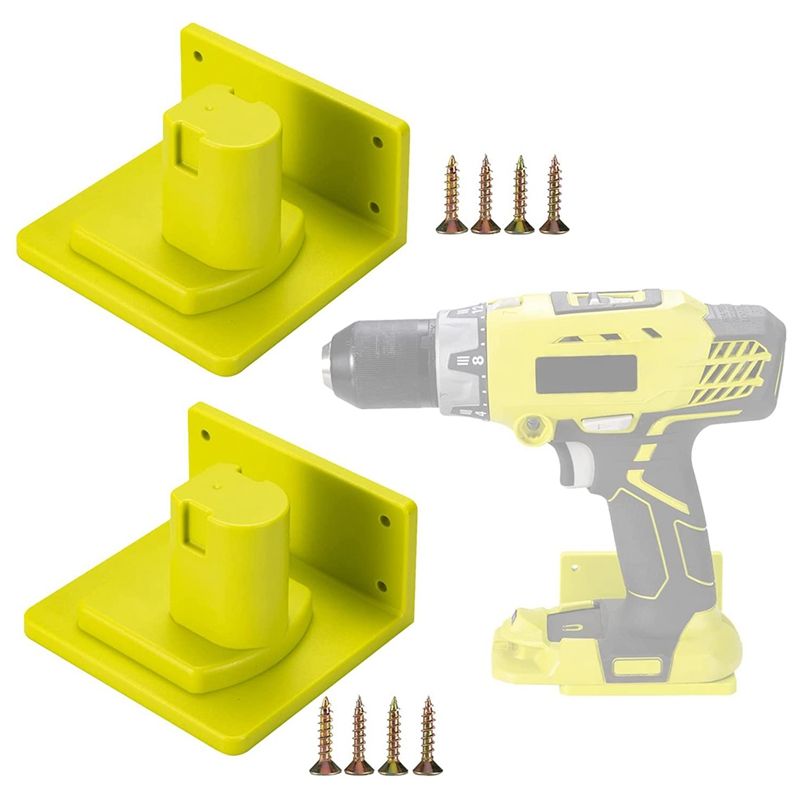 JAERBEE 2 Packs Tools Drill Mount Holder, Fit for Ryobi 18V Tool Holder Dock Hanger with 8 Screws(Green)