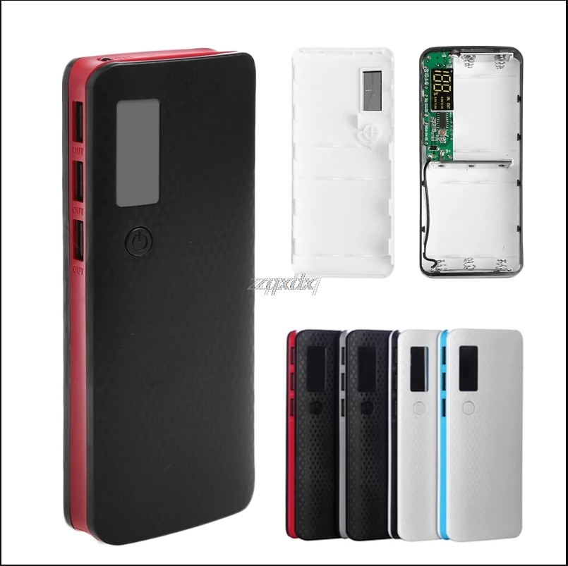 Power Bank 3 USB Ports 5x 18650 DIY Portable Battery Holder LCD Display