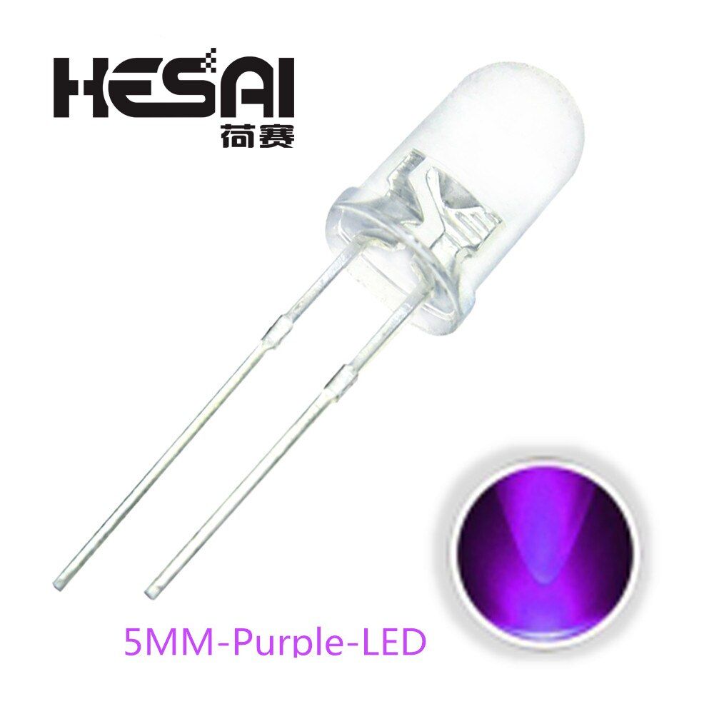 Smart Electronics 100pcs/lot F5 Super Bright 5MM Round UV Purple Transparent LED Light Lamp Emitting Diode High Quality
