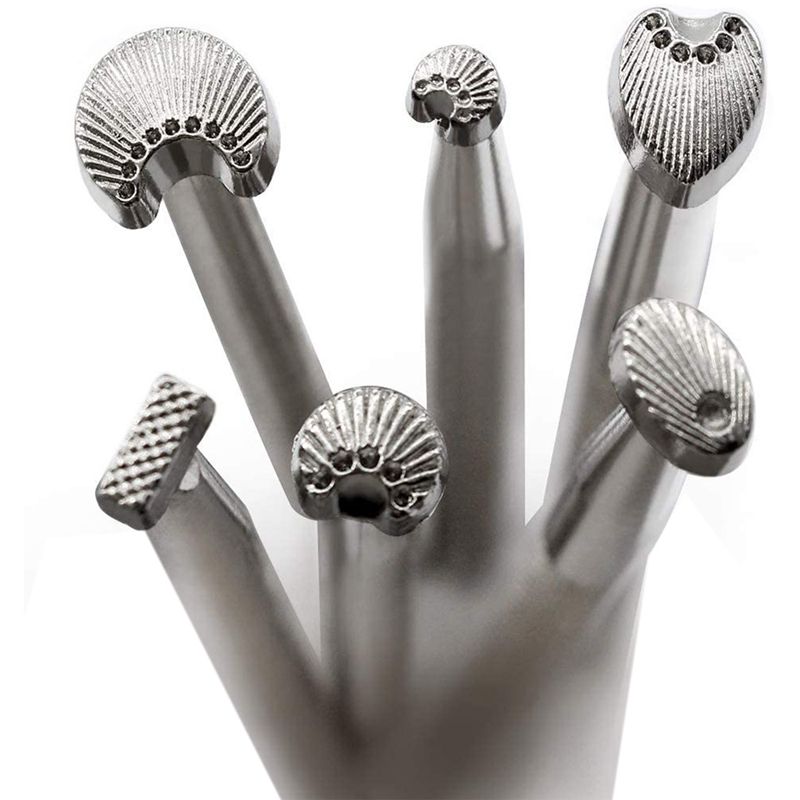6Pcs Leather Craft Stamping Tools Kit Use for Pattern Designs, Making Punch Carving Handmade Art Leathercraft Set