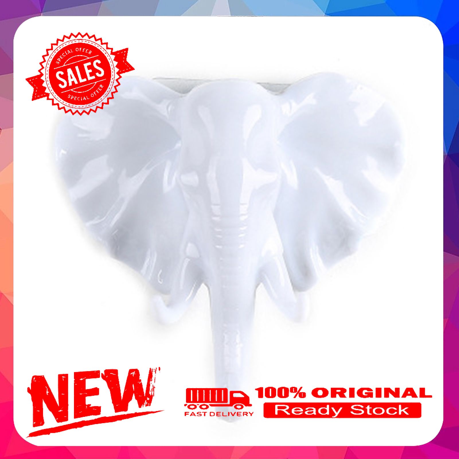 1 Set Adorable Elephant Shape Hanger Hook Creative Wall Mounted Plastic Wall Hook for Home